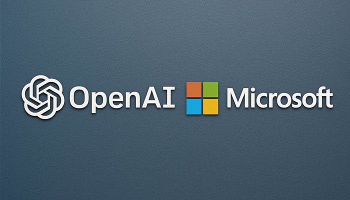 The image shows the logos of OpenAI and Microsoft. — OpenAIs Sora/File