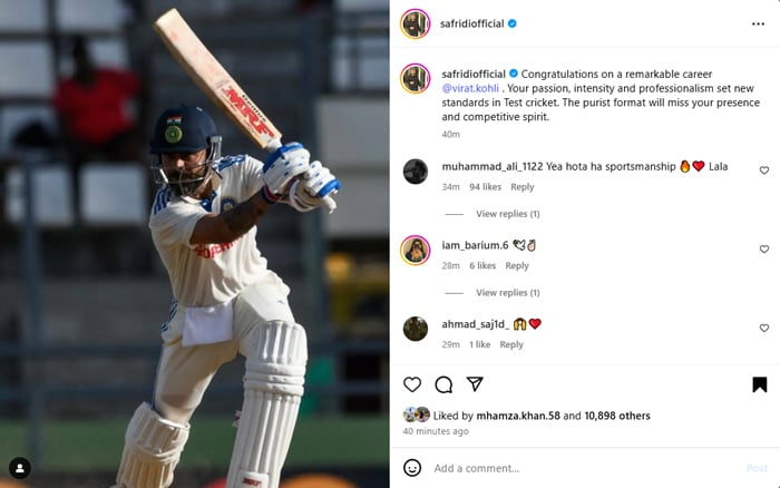 Shahid Afridi responds to Virat Kohlis retirement