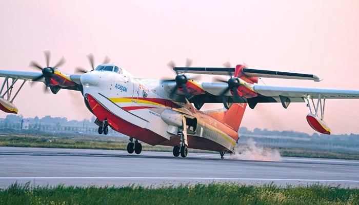 Worlds largest civil amphibious aircraft AG600, independently developed by China, taking off in this undated photo. — South China Morning Post/File