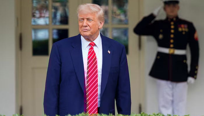 US President Donald Trump looks on as he gives remarks outside the West Wing at the White House in Washington, DC, US, May 8, 2025. — Reuters