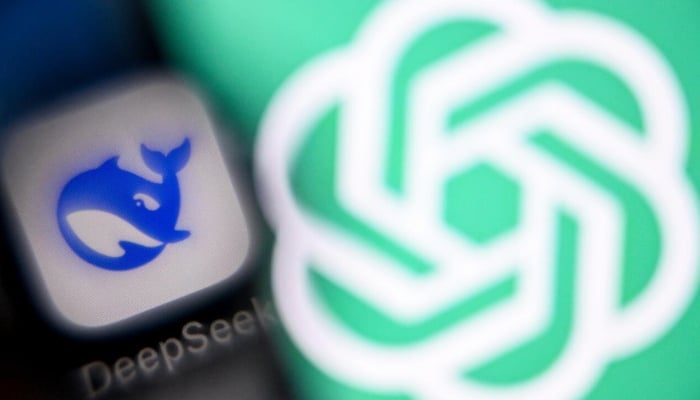 A photo taken on April 1, 2025, shows the GPT chat logo on a laptop screen (R) next to the logo of Deepseek AI application on a smartphone screen in Frankfurt am Main, western Germany. — AFP