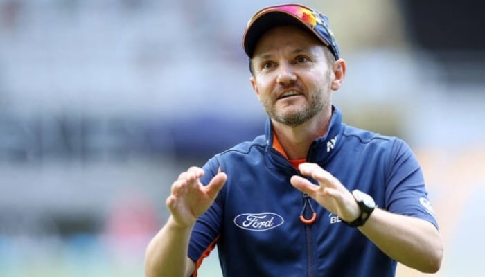 New Zealand coach Mike Hesson gestures prior to the one-day international cricket match between New Zealand and South Africa at Eden Park in Auckland on March 4, 2017. — AFP