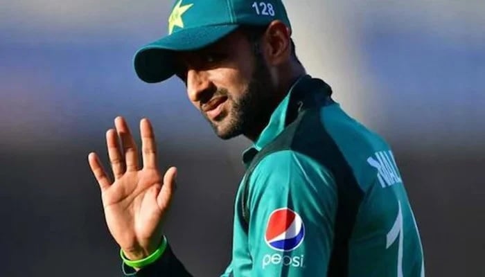Former Pakistan captain Shoaib Malik gestures in this undated picture. —APP/File