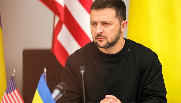 Ukraines President Volodymyr Zelenskiy addresses a meeting of the Ukraine Defense Contact Group ahead of a two-day NATO Defense Ministers Council at the alliance headquarters in Brussels, Belgium, October 11, 2023. — Reuters