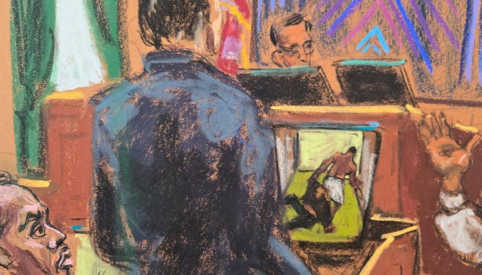 Hotel incident courtroom sketch. REUTERS/Jane Rosenberg