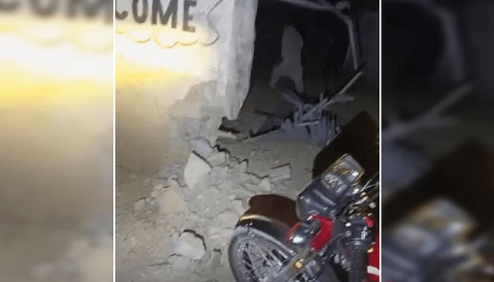 IED explosion outside MNA Mubarak Zeb residence in Bajaur. — Facebook/@ mubarak.zeb.330