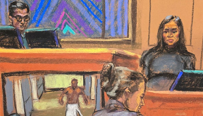 Courtroom sketch of Casandra Ventura making alarming claim about Sean Diddy Combs threats/ REUTERS/Jane Rosenberg