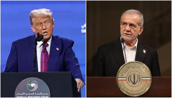 Photo collage of US President Donald Trump and Iranian Pesident Masoud Pezeshkian. — Reuters/File