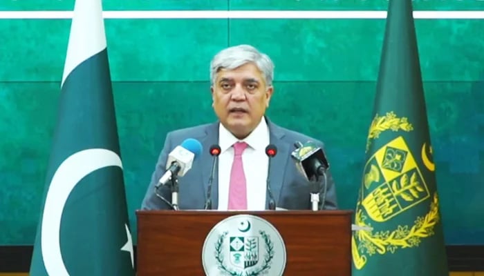 Foreign Office spokesperson Shafqat Ali Khan speaks during his weekly press briefing in Islamabad, on March 20, 2025. — Facebook/@foreignofficepk