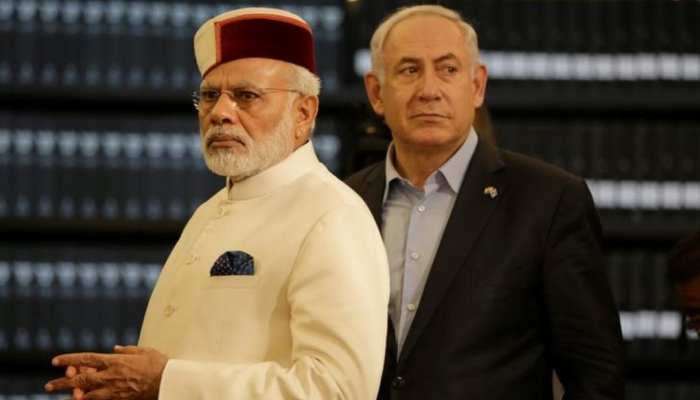 Indian Prime Minister Narendra Modi accompanied by Israeli Prime Minister Benjamin Netanyahu (R) during a visit to Yad Vashem Holocaust memorial in Jerusalem July 4, 2017. — Reuters
