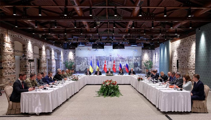 Turkish Foreign Minister Hakan Fidan chairs meeting between Ukrainian and Russian negotiators in Istanbul, Turkiye, May 16, 2025. — Reuters