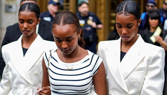 DLila Star Combs, Chance Combs and Jessie Combs, at Federal court during the Sean Diddy Combs sex trafficking and racketeering conspiracy trial at U.S. court in Manhattan, in New York City, U.S., May 13, 2025. REUTERS/Eduardo Munoz