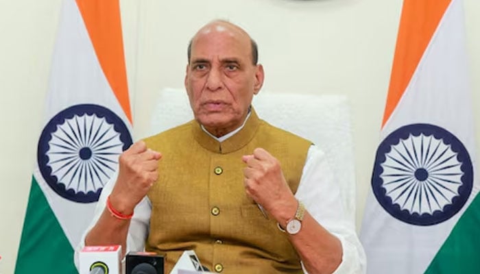 Indias Defence Minister Rajnath Singh addresses after virtually inaugurated the BrahMos Integration and Testing Facility Centre opening in Lucknow, India, May 11, 2025. — Reuters