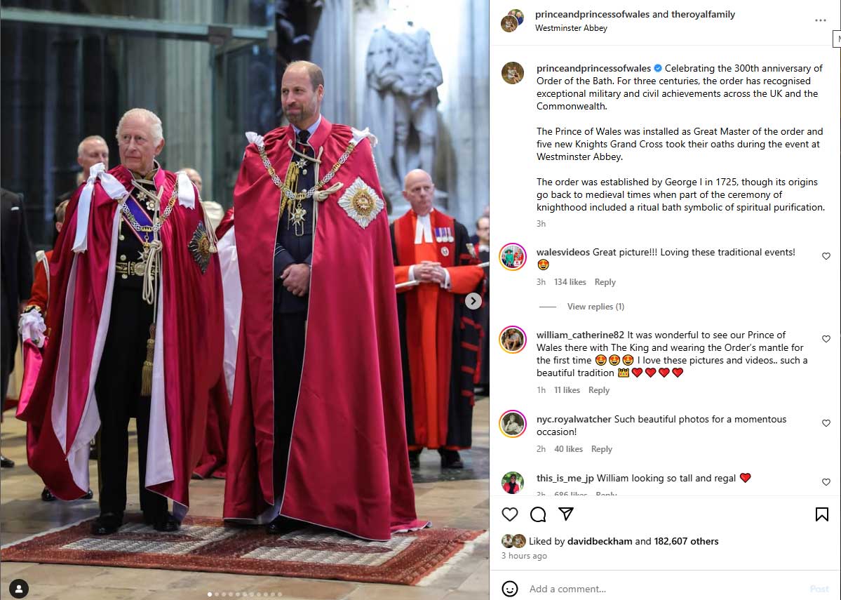 David Beckham reacts to King Charles and Prince Williams joint appearance