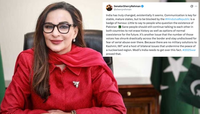 PPP Senator and former federal minister Sherry Rehman. — X