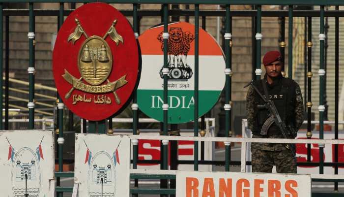 A Pakistan Ranger stands guard at the Pakistan-India joint check post at Wagah border, near Lahore on May 14, 2025. — Reuters