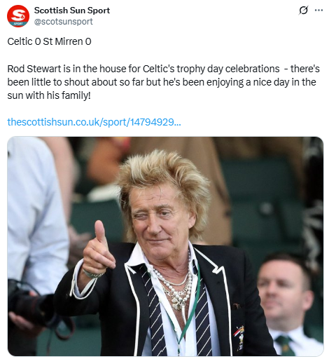 Rod Stewart celebrates Celtics League victory with son Alastair: Source