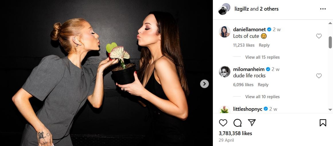 Ariana Grande, Liz Gillies earn praise from Milo Manheim