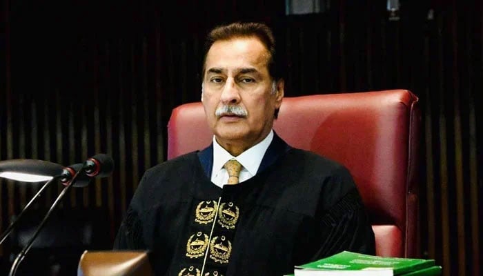 National Assembly (NA) Speaker Sardar Ayaz Sadiq gestures during a session of lower house of parliament on March 3, 2024. — Facebook/Sardar Ayaz Sadiq