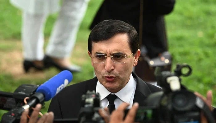 PTI Chairman Gohar Khan talks to the media as he arrives to attend a hearing at the Islamabad High Court on August 9, 2023. — AFP