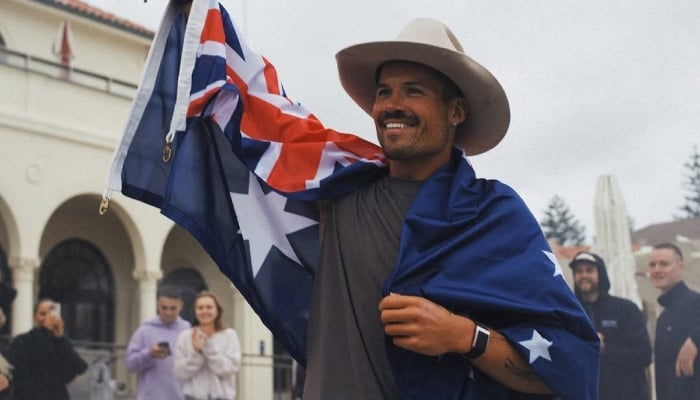 British ultra-endurance athlete William Goodge celebrates his new record in this undated image. — Instagram/@williamgoodge