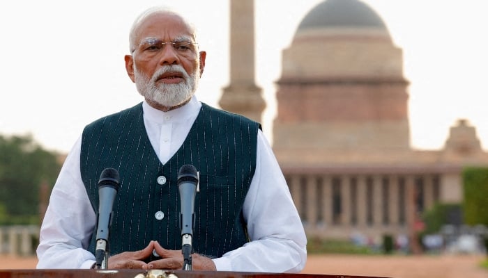 Indian Prime Minister Narendra Modi addresses the media at the Presidential Palace in New Delhi, India, June 7, 2024. — Reuters