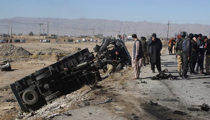 Police personnel can be seen at the site of a blast in Quetta in this file image. — Reuters
