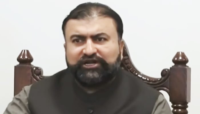 Balochistan Chief Minister Sarfaraz Bugti addressing a press conference in Quetta, on May 21, 2025. — Geo News
