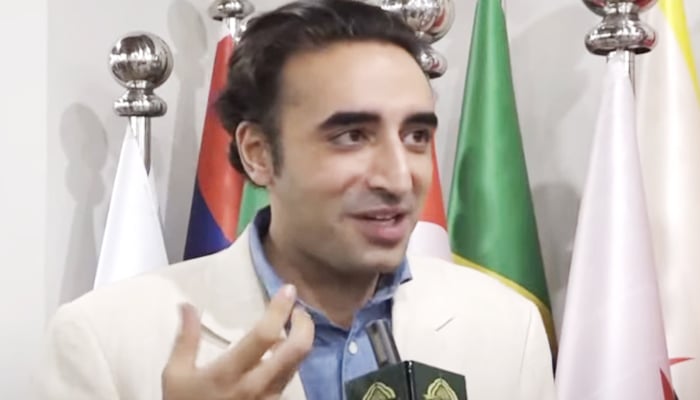 PPP Chairman Bilawal Bhutto-Zardari speaks to a reporter in Islamabad, on May 21, 2025. — Geo News