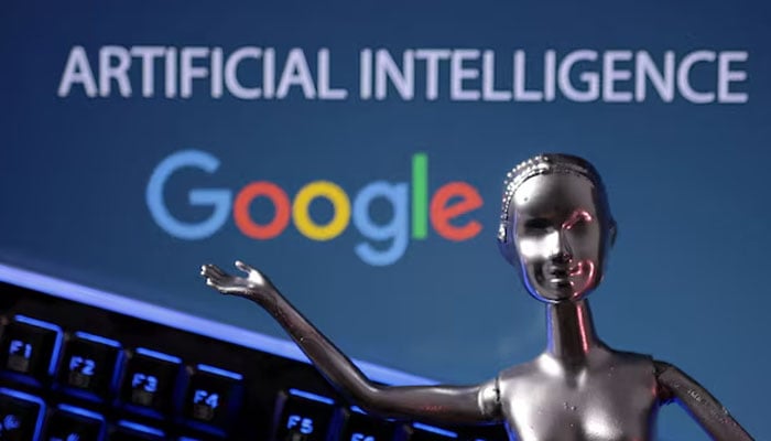 Google logo and AI Artificial Intelligence words are seen in this illustration taken, May 4, 2023 — Reuters