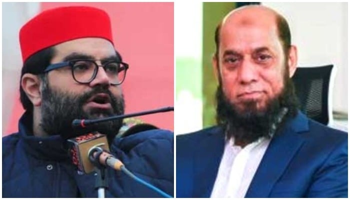 (From left to right) Awami National Party Senator Aimal Wali Khan and Pakistan Telecommunication Authority Chairman Maj-Gen (retd) Hafeez Ur Rehman. —Facebook/AimalWaliKhan/PTA website