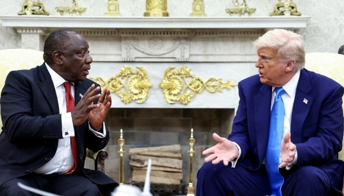 (From left) South African President Cyril Ramaphosa and US President Donald Trump meet in the Oval Office of the White House in Washington, DC, US, May 21, 2025. — Reuters