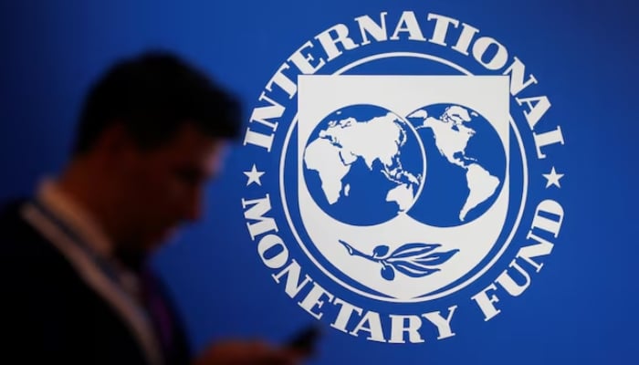 A participant stands near a logo of IMF at the International Monetary Fund - World Bank Annual Meeting 2018 in Nusa Dua, Bali, Indonesia, October 12, 2018. ← Reuters