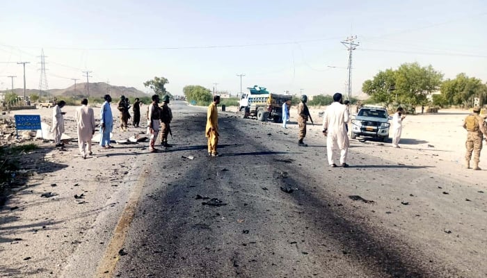 View of site after a bomb explosion in Khuzdar on May 21, 2025. —PPI