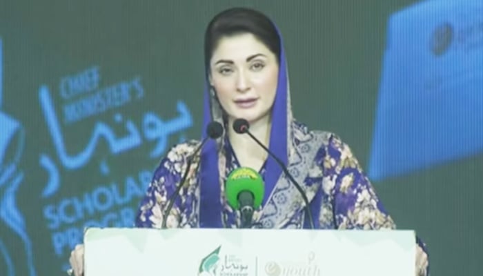 Punjab Chief Minister Maryam Nawaz addressing an event in Sargodha, on May 22, 2025. — Geo News