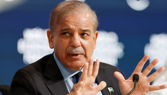 Prime Minister Shehbaz Sharif speaks at the World Economic Forum (WEF) in Riyadh, Saudi Arabia, April 28, 2024. — Reuters