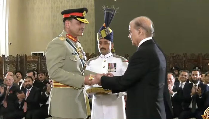 President Zardari confers baton of field marshal upon Asim Munir