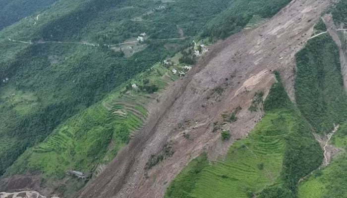 Damage from a landslide is seen in Dafang county, in China’s southwest Guizhou province on May 22, 2025.— AFP