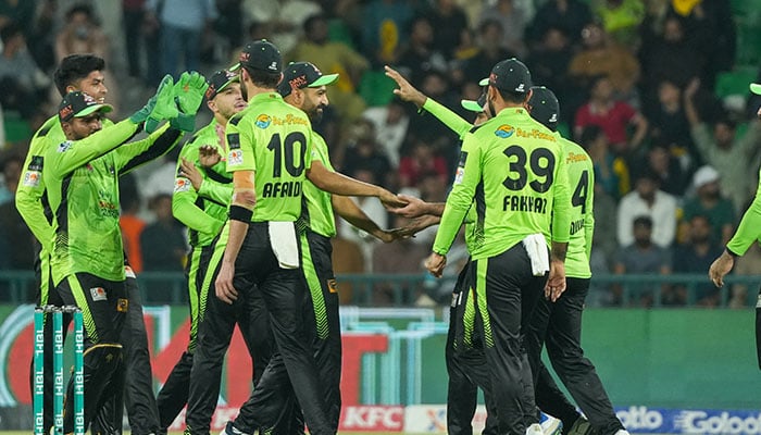 Lahore Salands Boikt, Islamabad United, celebrates the direction of 2 Pakistan Division 10, Gaddafi Stadium, Lahore, May 23, 2025. - PCB