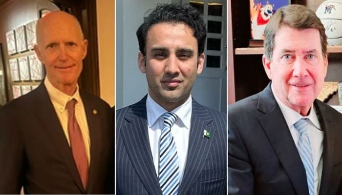(Left to right) US Senator Rick Scott, Pakistan Crypto Council Chief Executive Officer Bilal Bin Saqib, and US Senator Bill Hagerty. —Instagram