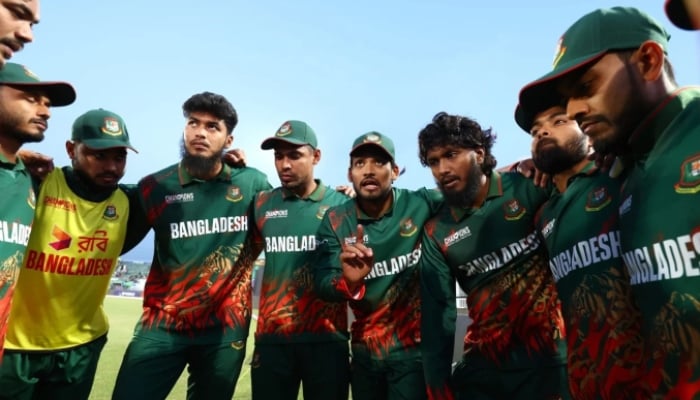 Bangladesh players are in a huddle, Rawalpindi, February 24, 2025. — ICC