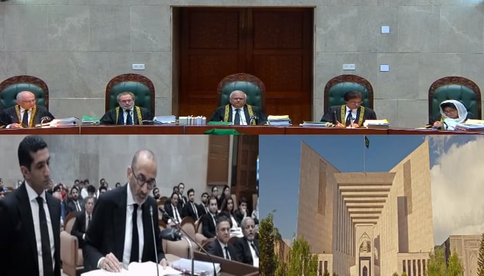 Justice Aminuddin Khan heads 11-member bench hearing reserved seats case on May 26, 2025. — YouTube@SCPProceedings