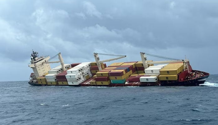 A Liberian-flagged container vessel MSC ELSA 3 sinks off Kerala Coast, India, May 24, 2025 —Reuters