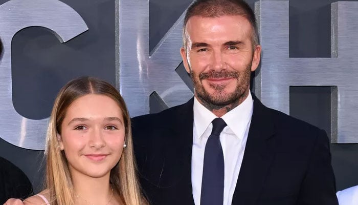 Harper Beckham tries makeup expertise on dad David