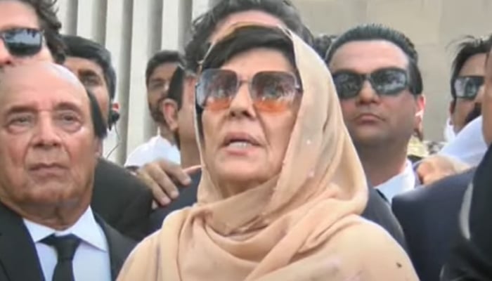Aleema Khan, sister of jailed PTI founding chairman Imran Khan, speaks to the media in Islamabad, on May 27, 2025. — Geo News