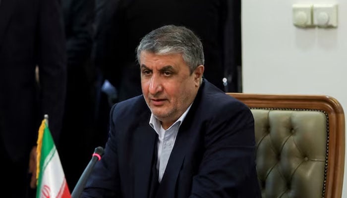 Head of Irans Atomic Energy Organization Mohammad Eslami looks on during a meeting with International Atomic Energy Agency (IAEA) Director General Rafael Grossi (not seen), in Tehran, Iran, November 23, 2021 — Reuters