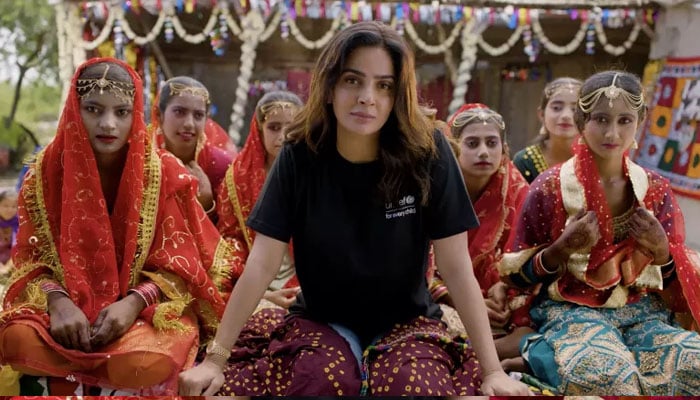 Saba Qamar speaking against child marriage in this still image from campaign video — UNICEF/Pakistan