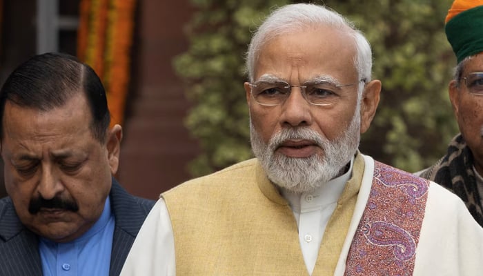 Indias Prime Minister Narendra Modi speaks with the media inside the parliament premises in New Delhi, India, January 31, 2023. — Reuters