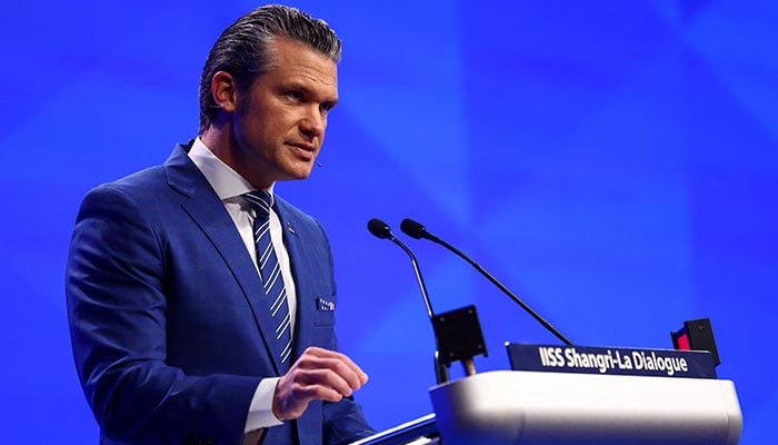 US Defense Secretary Pete Hegseth speaks at the IISS Shangri-La Dialogue security summit in Singapore, May 31, 2025. — Reuters