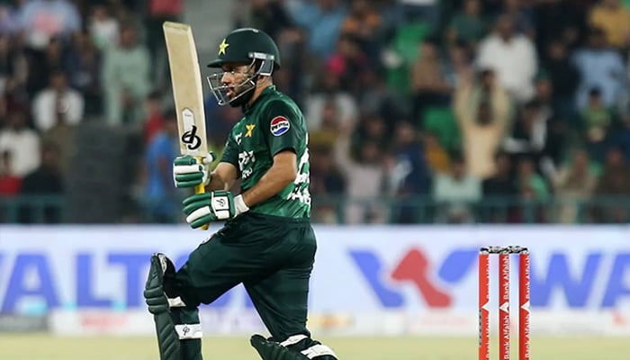 Pakistans Mohammad Haris plays a shot during the third T20I match against Bangladesh at Gaddafi Stadium in Lahore on June 1, 2025. – Facebook/PakistanCricketBoard